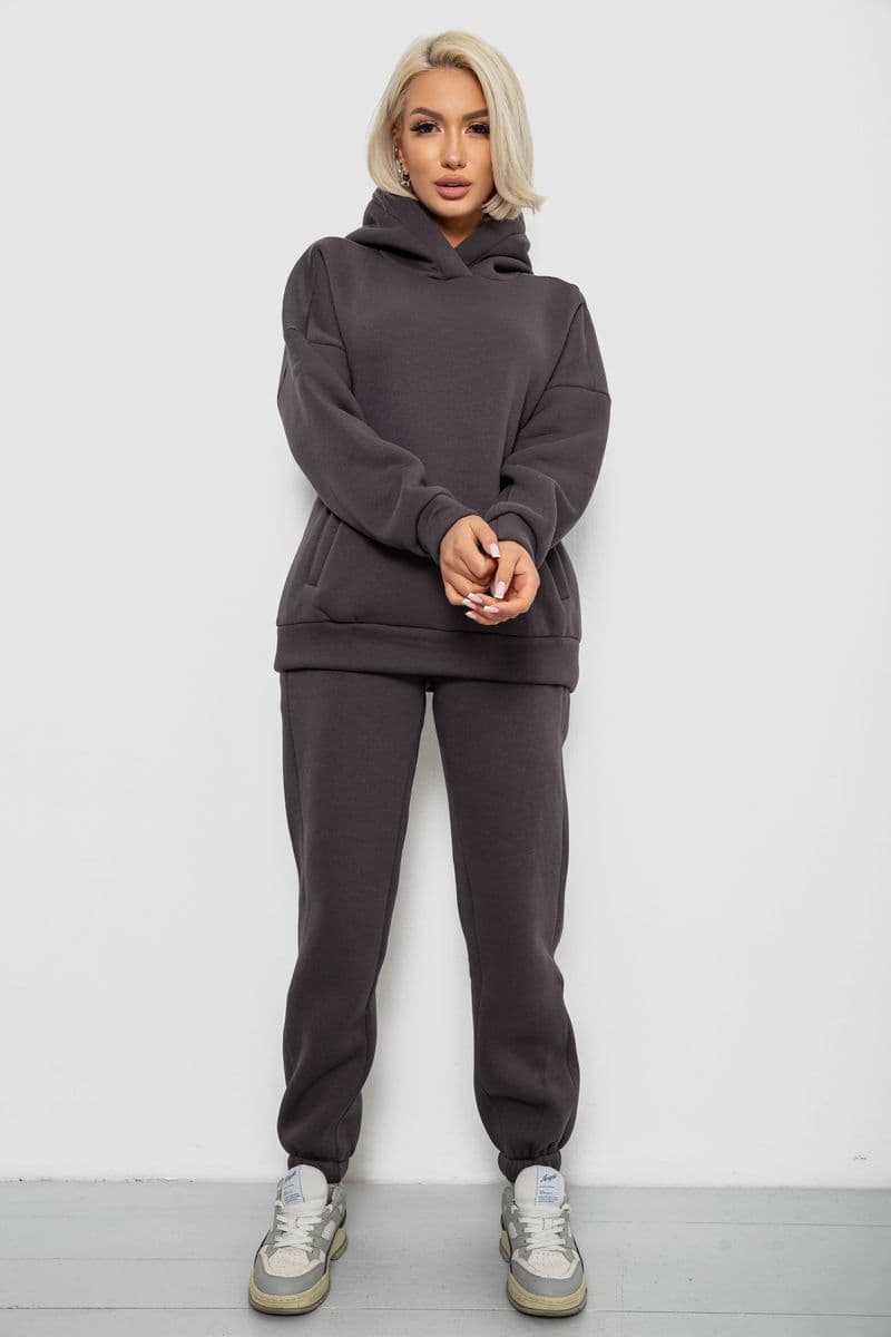 Спортивний костюм жіночий на флісі, колір темно-сірий, 247R2040 - зображення 1