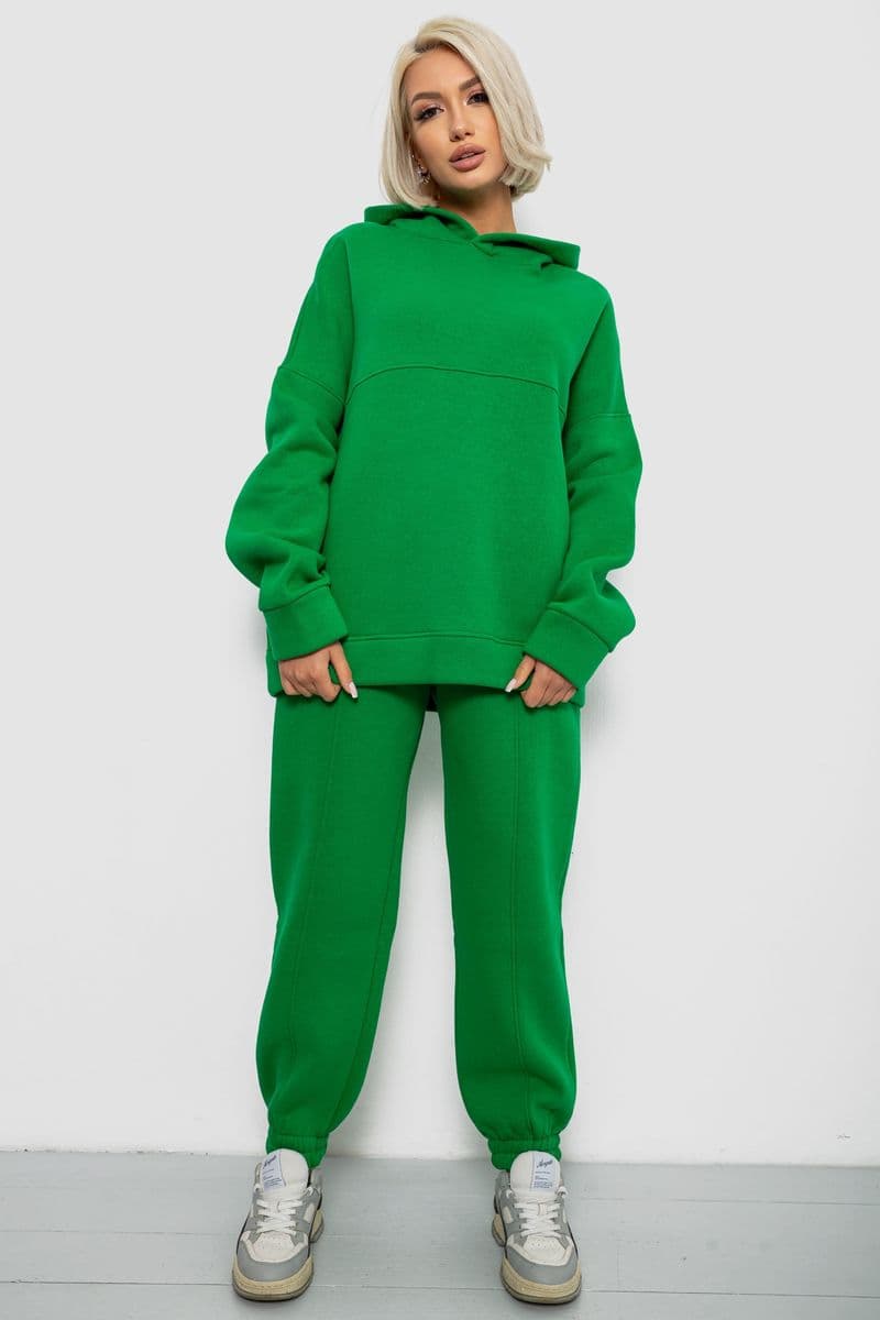 Спортивний костюм жіночий на флісі, колір зелений, 247R2022-5 - зображення 1