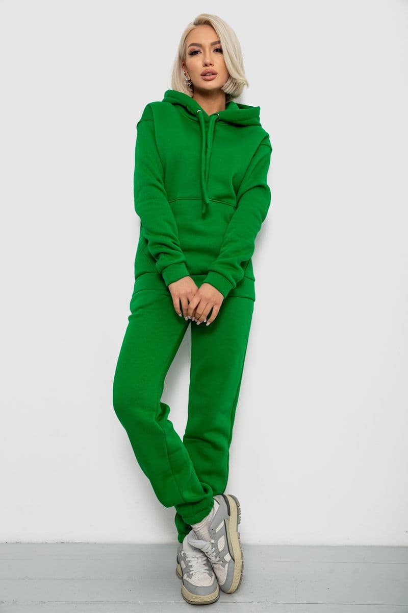Спортивний костюм жіночий на флісі, колір зелений, 247R2039 - зображення 1