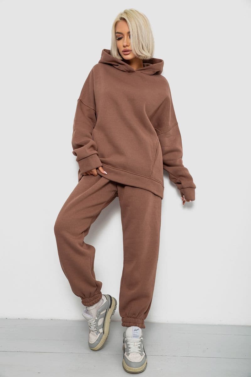 Спортивний костюм жіночий на флісі, колір мокко, 247R2011K - зображення 1