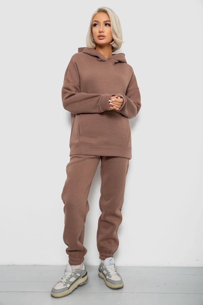 Спортивний костюм жіночий на флісі, колір мокко, 247R2012 - зображення 1