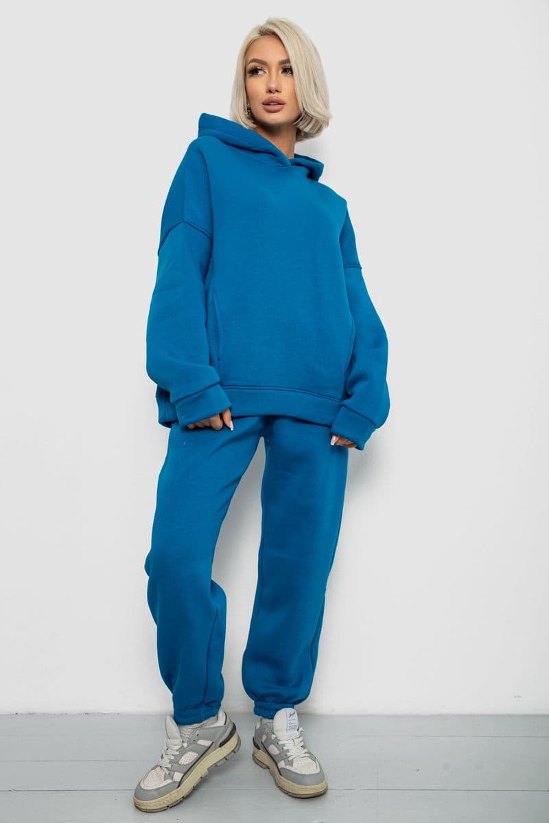 Спортивний костюм жіночий на флісі, колір темно-бірюзовий, 247R2011K - зображення 1