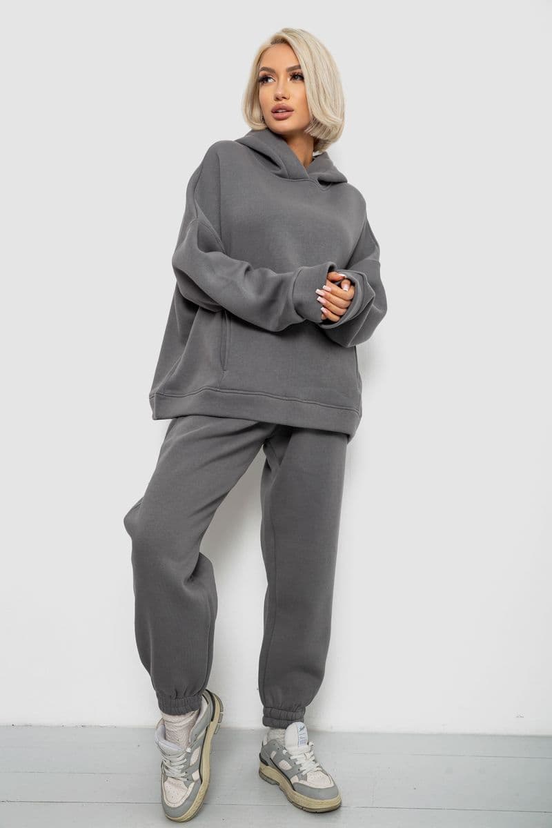 Спортивний костюм жіночий на флісі, колір темно-сірий, 247R2011K - зображення 1