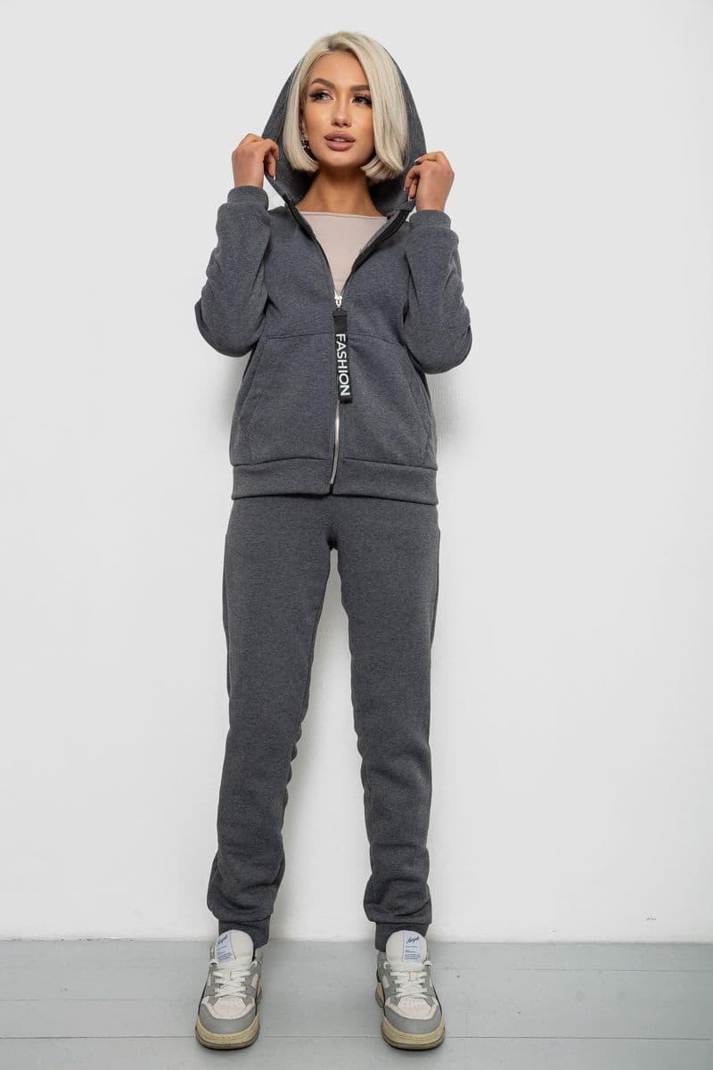 Спортивний костюм жіночий на флісі, колір грифельний, 257R86-1 - зображення 1