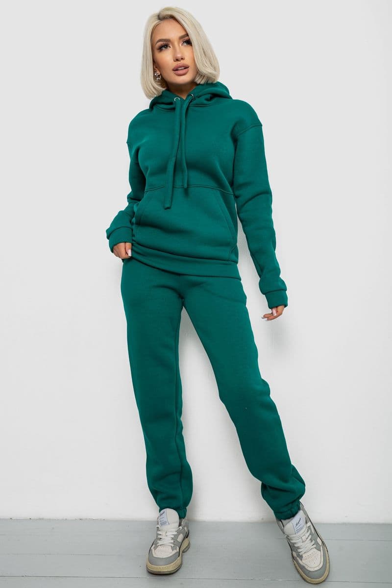 Спортивний костюм жіночий на флісі, колір смарагдовий, 247R2039 - зображення 1