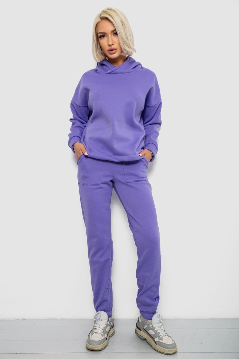 Спортивний костюм жіночий на флісі, колір бузковий, 257R88 - зображення 1