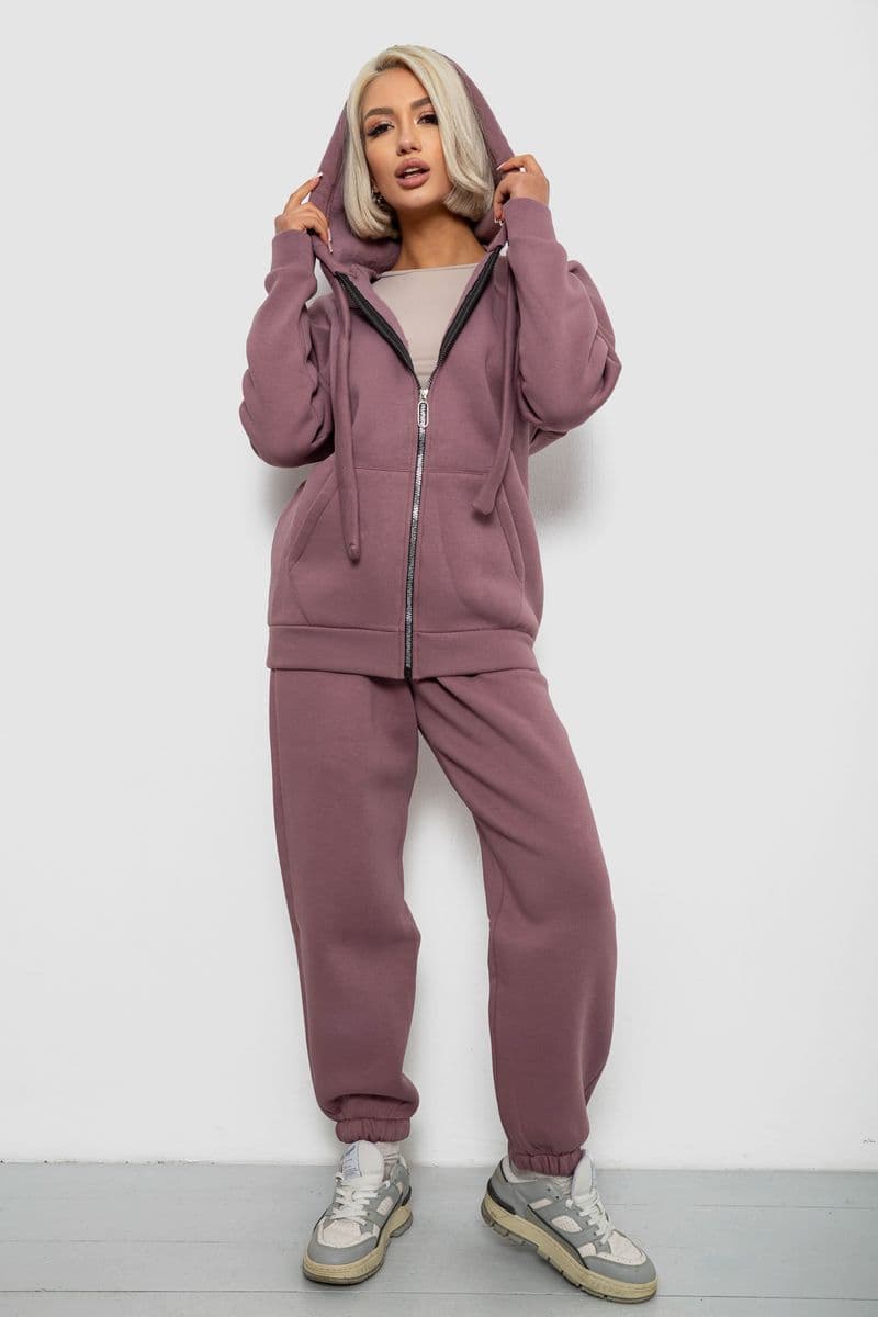Спортивний костюм жіночий на флісі, колір сливовий, 247R1058K - зображення 1