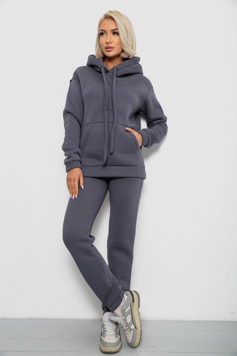 Спортивний костюм жіночий на флісі, колір темно-сірий, 247R2039 - зображення 1