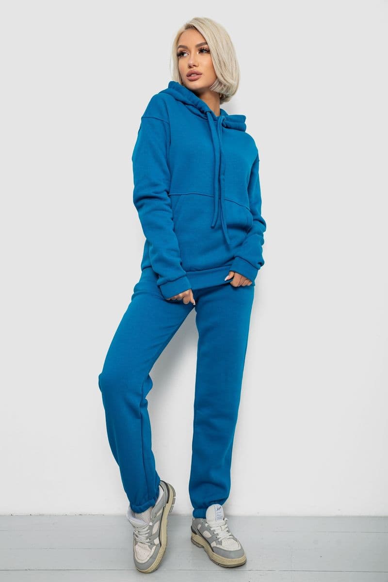 Спортивний костюм жіночий на флісі, колір бірюзовий, 247R2039 - зображення 1