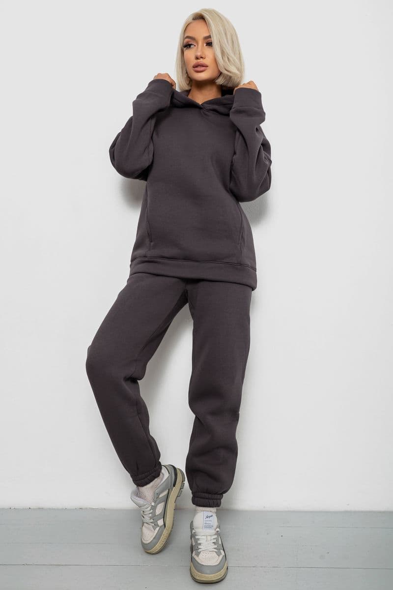 Спортивний костюм жіночий на флісі, колір темно-сірий, 247R2012 - зображення 1