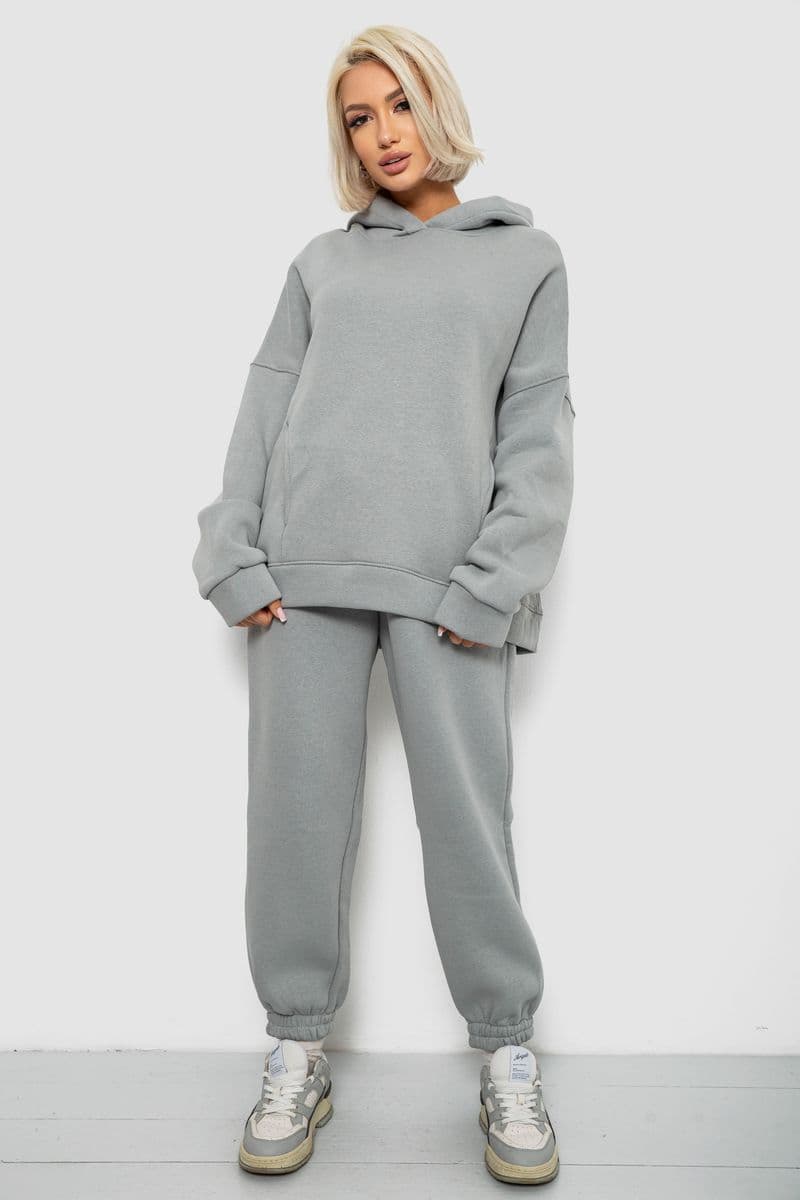 Спортивний костюм жіночий на флісі, колір сірий, 247R2011K - зображення 1