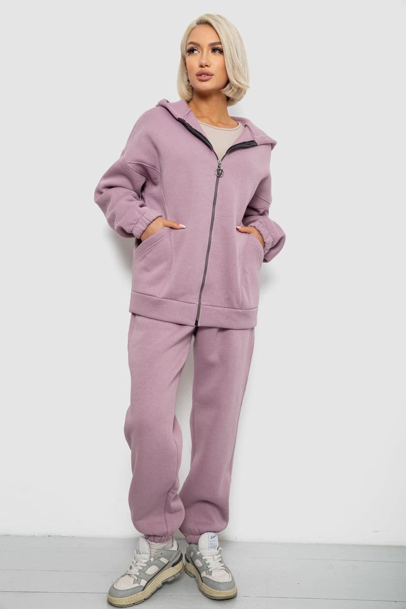 Спортивний костюм жіночий на флісі, колір бузковий, 247R1058-6 - зображення 1