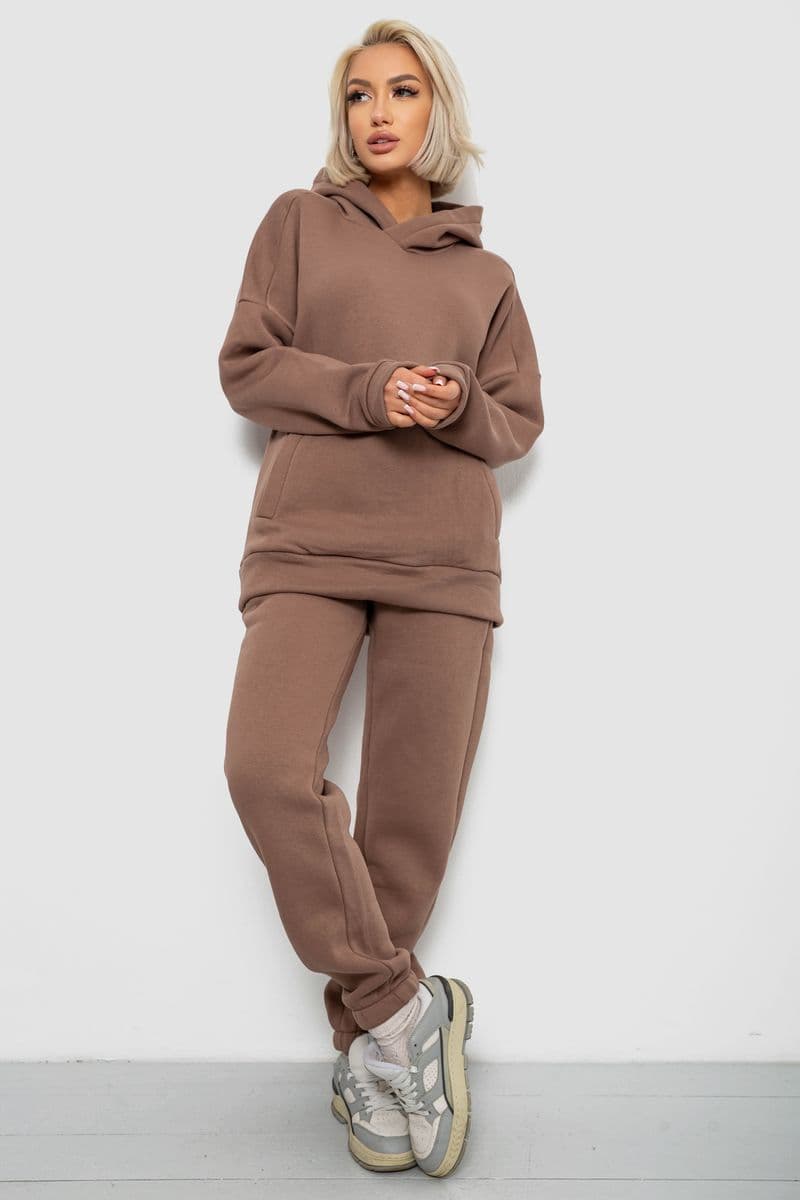 Спортивний костюм жіночий на флісі, колір мокко, 247R2040 - зображення 1