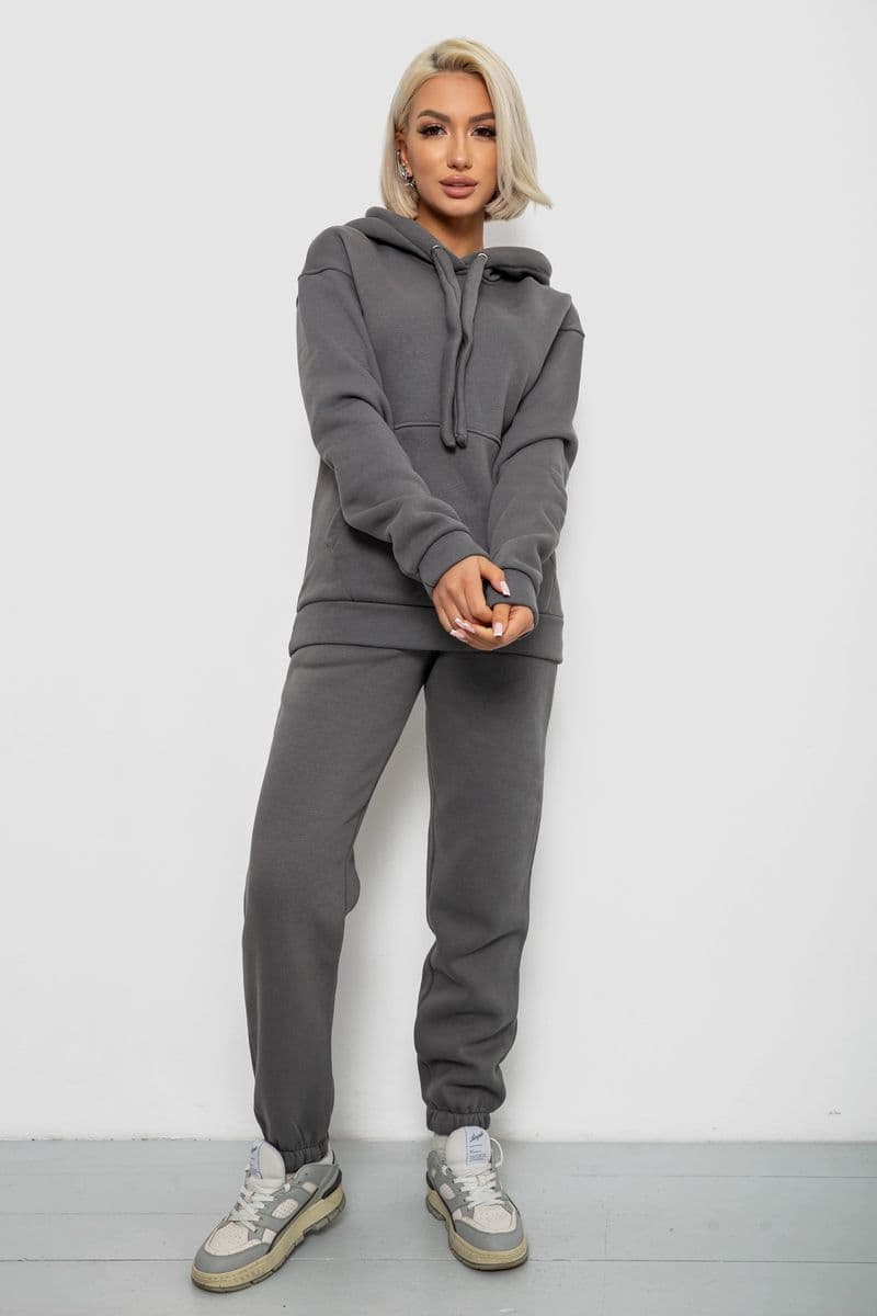 Спортивний костюм жіночий на флісі, колір сірий, 247R2039 - зображення 1