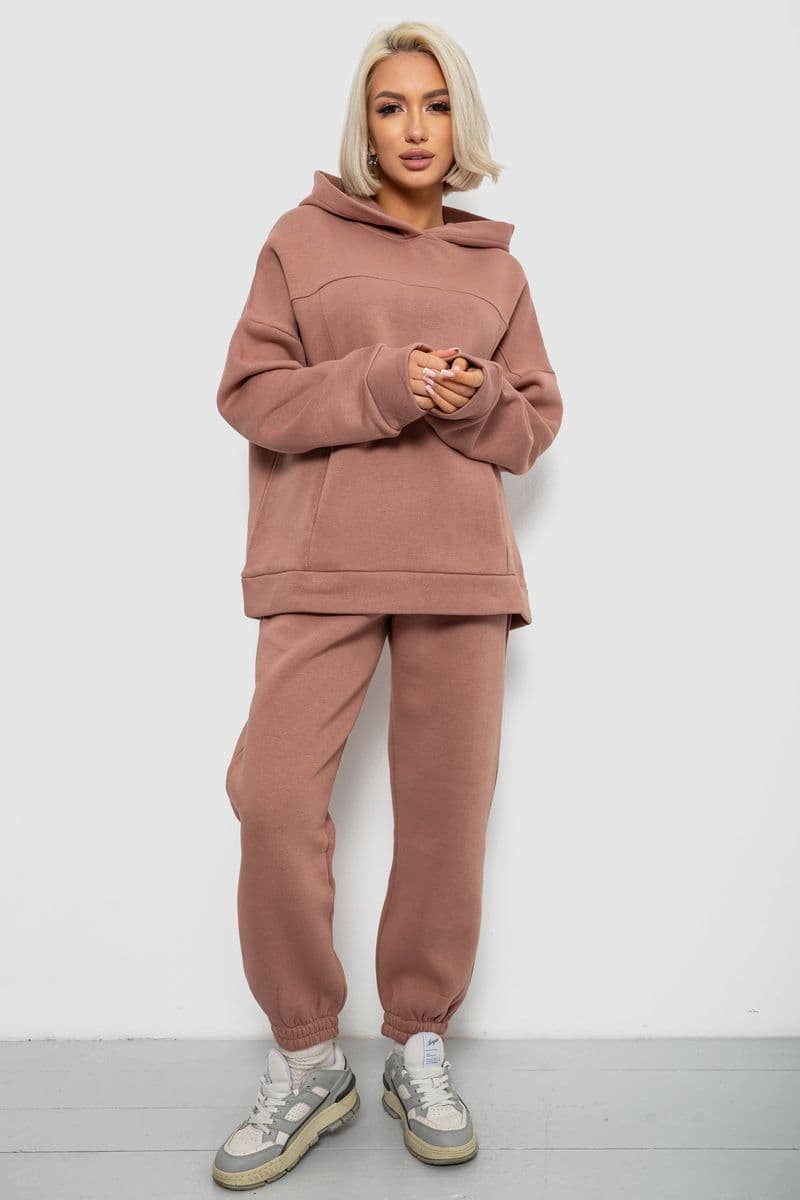 Спортивний костюм жіночий на флісі, колір мокко, 247R2016 - зображення 1