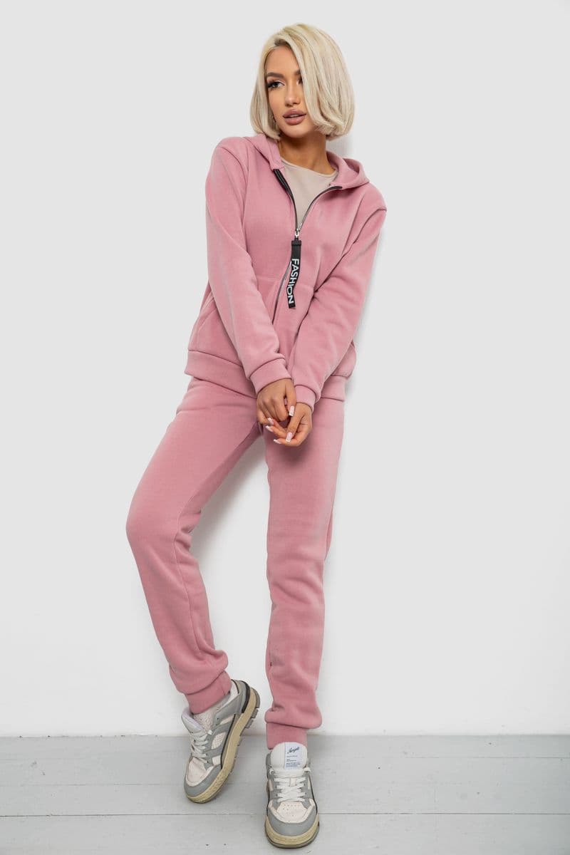Спортивний костюм жіночий на флісі, колір рожевий, 257R86-1 - зображення 1