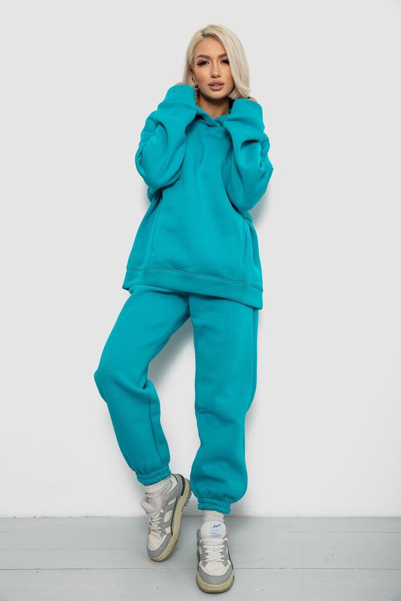 Спортивний костюм жіночий на флісі, колір бірюзовий, 247R2011K - зображення 1