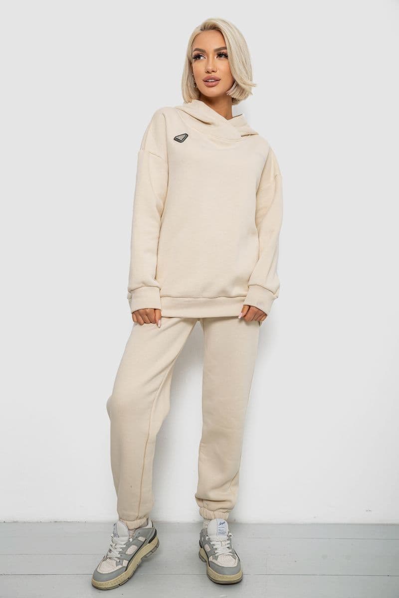Спортивний костюм жіночий на флісі, колір молочний, 247R1057-1 - зображення 1