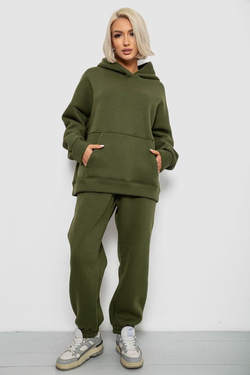 Спортивний костюм жіночий на флісі, колір хакі, 247R2020-5 - зображення 1