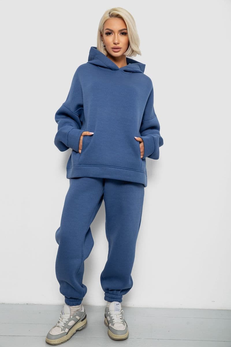 Спортивний костюм жіночий на флісі, колір джинс, 247R2011K - зображення 1