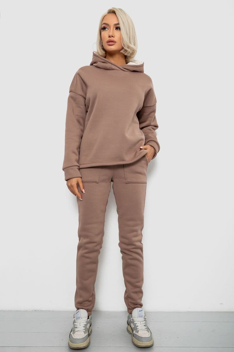 Спортивний костюм жіночий на флісі, колір мокко, 257R88 - зображення 1