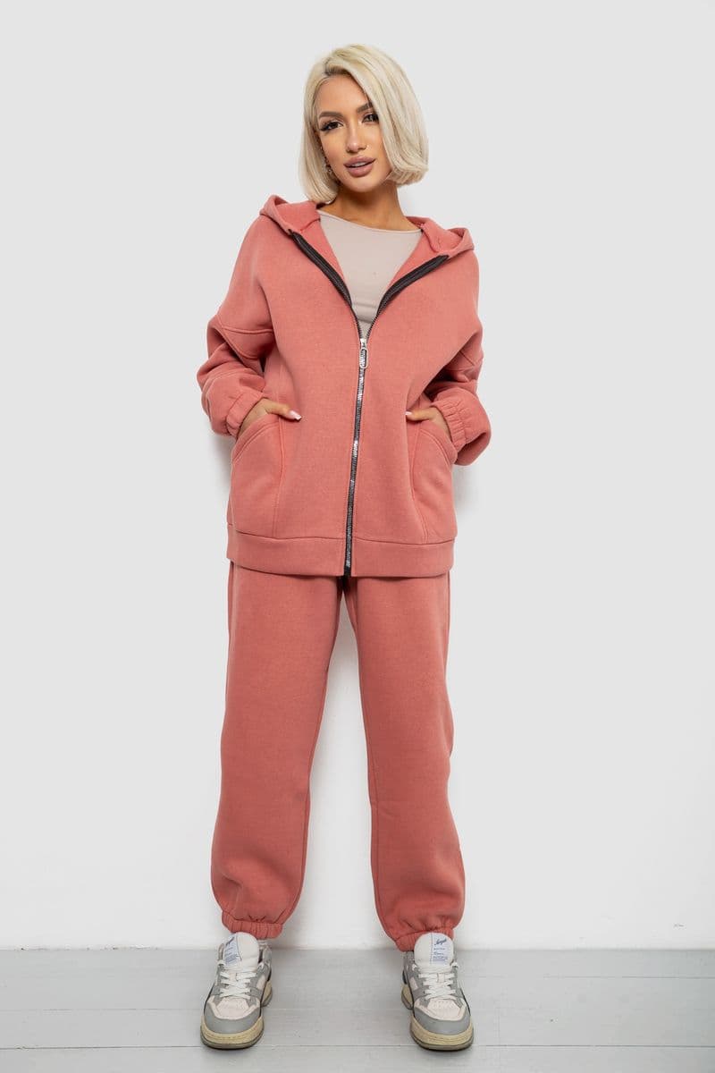 Спортивний костюм жіночий на флісі, колір пудровий, 247R1058K - зображення 1