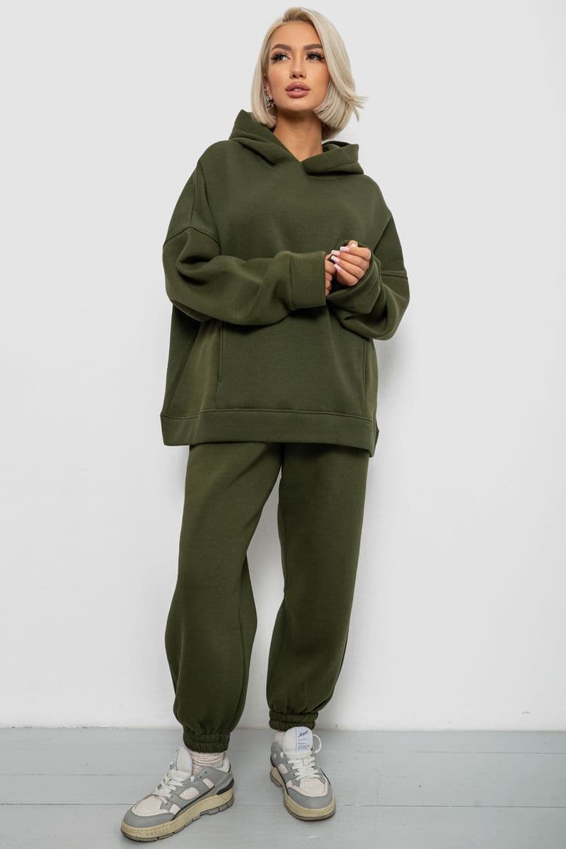 Спортивний костюм жіночий на флісі, колір хакі, 247R2011K - зображення 1