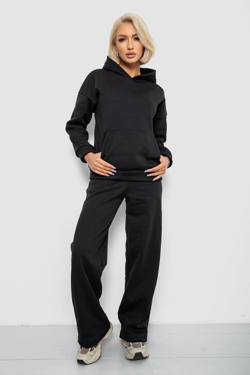 Спортивний костюм жіночий на флісі, колір чорний, 257R87 - зображення 1