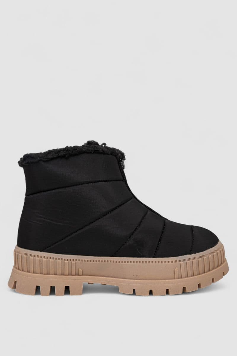 Дутики жіночі зимові на хутрі, колір чорно-бежевий, 248RCX1740 - зображення 1