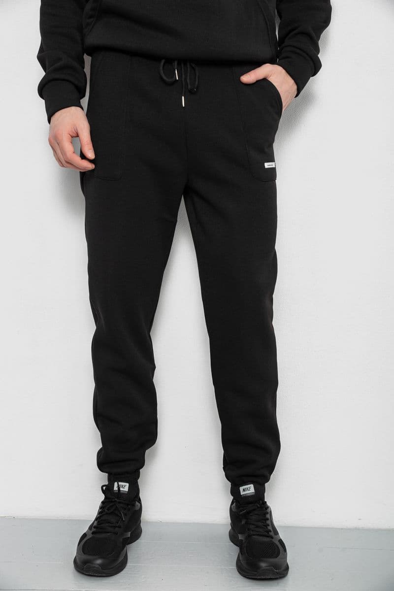 Спортивні штани чоловічі на флісі, колір чорний, 129RA9998 - зображення 1