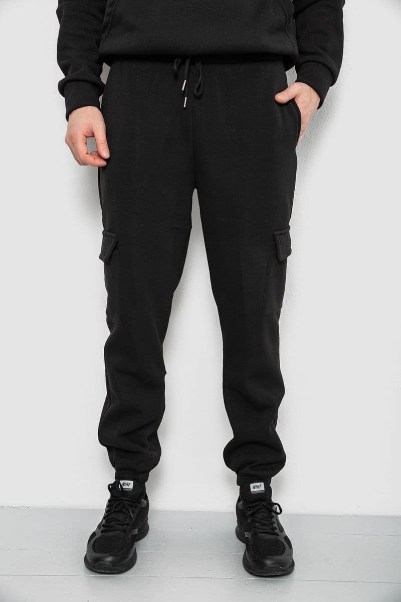 Спортивні штани чоловічі на флісі, колір чорний, 129RA9997 - зображення 1