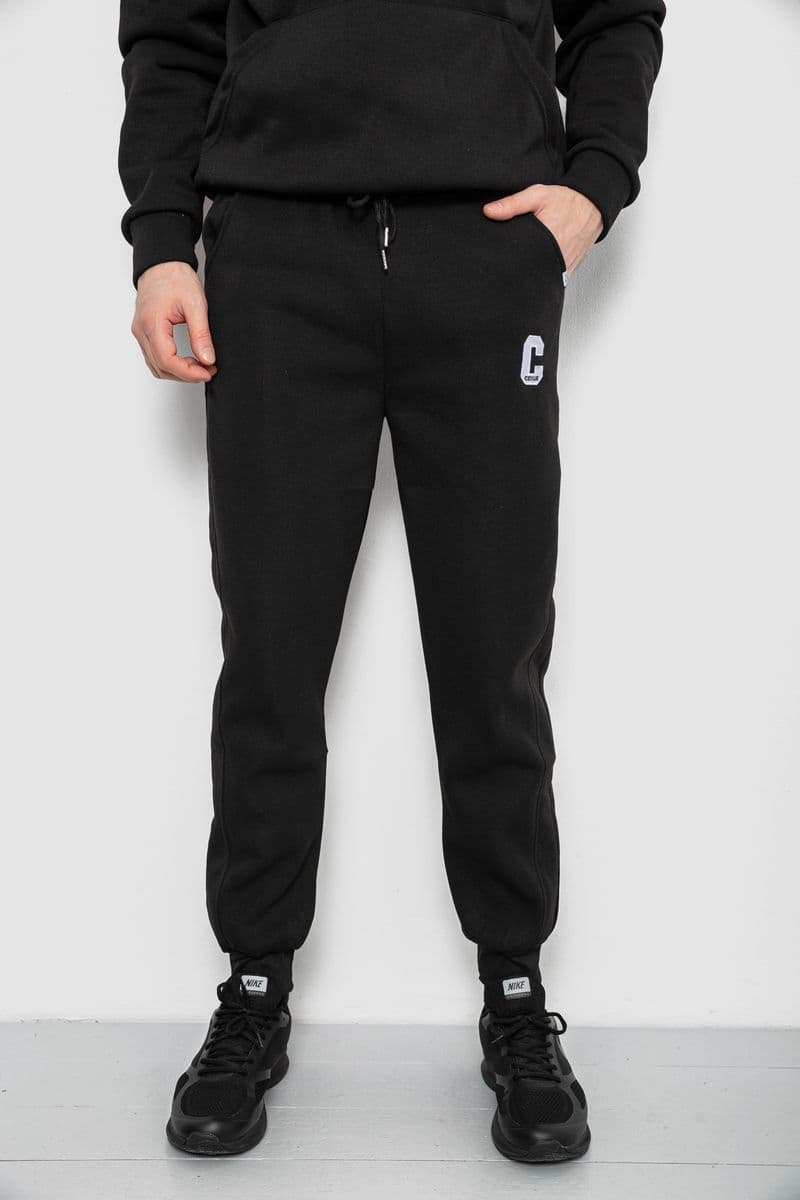 Спортивні штани чоловічі на флісі, колір чорний, 129RA9995 - зображення 1