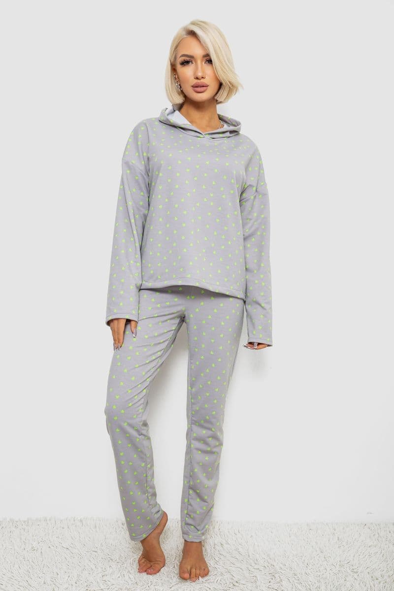 Костюм жіночий домашній з принтом, колір сірий, 257R1115 - зображення 1