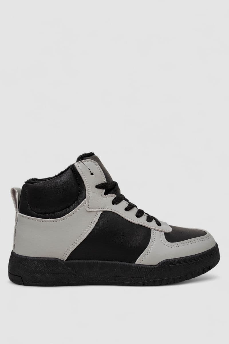 Кросівки жіночі зимові на хутрі, колір чорно-сірий, 248RAD300 - зображення 1