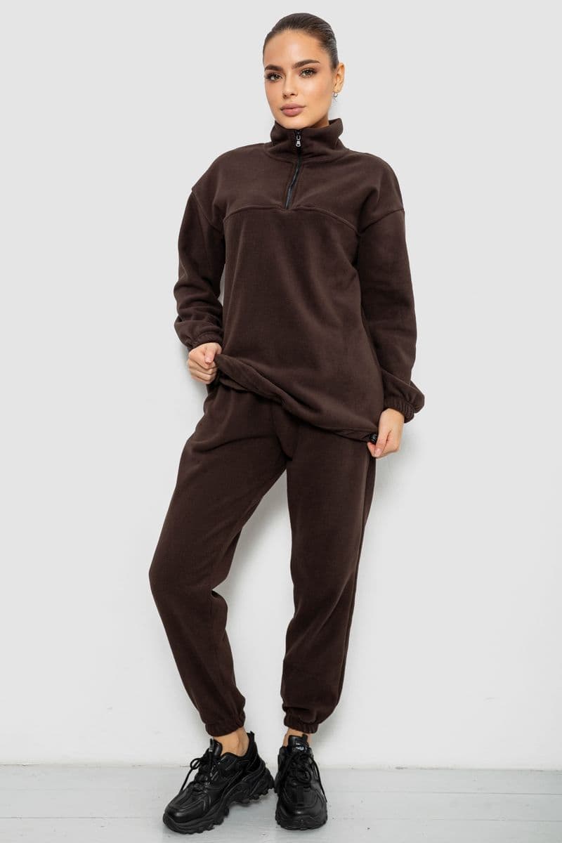 Спорт костюм жіночий на флісі, колір шоколадний, 241R2007 - зображення 1
