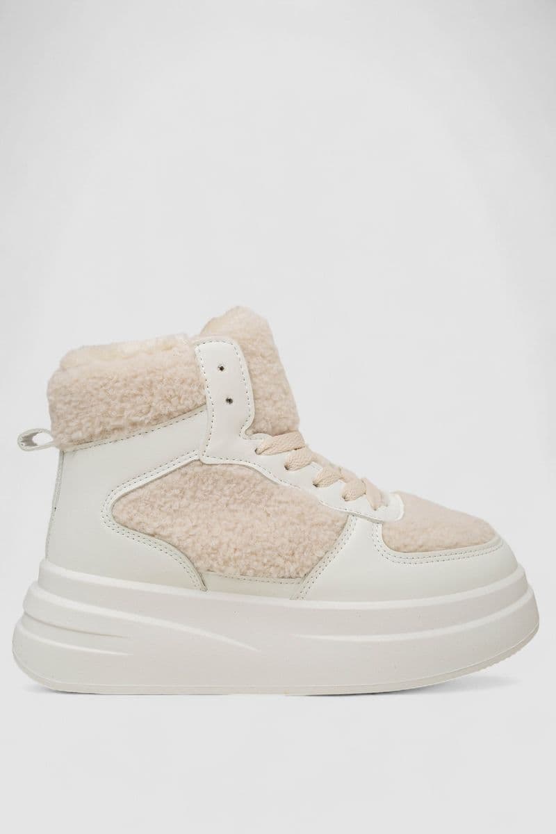 Кросівки жіночі зимові на хутрі хайтопи, колір білий, 248RLM20 - зображення 1