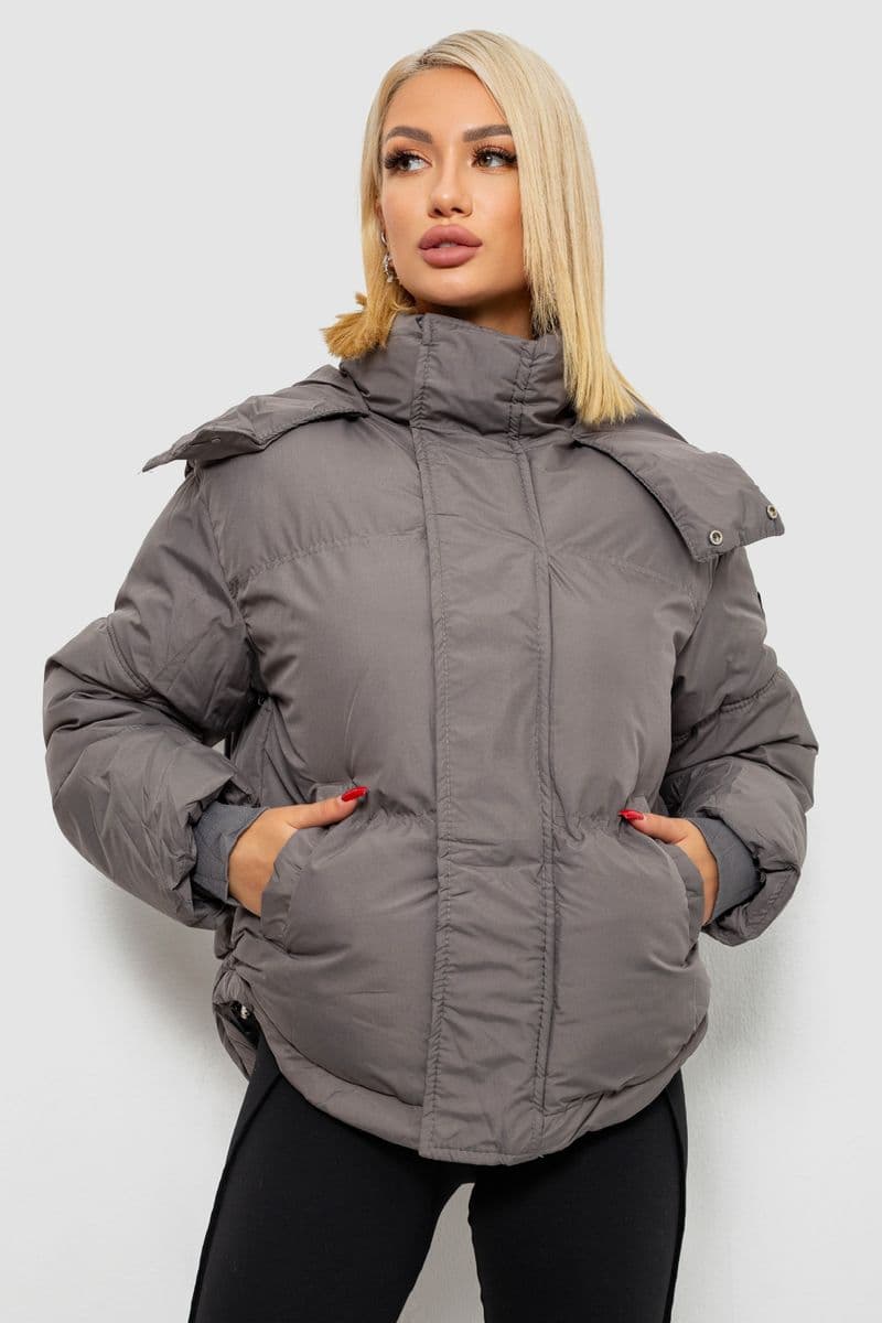 Куртка жіноча зимова коротка, колір сірий, 244R983 - зображення 1