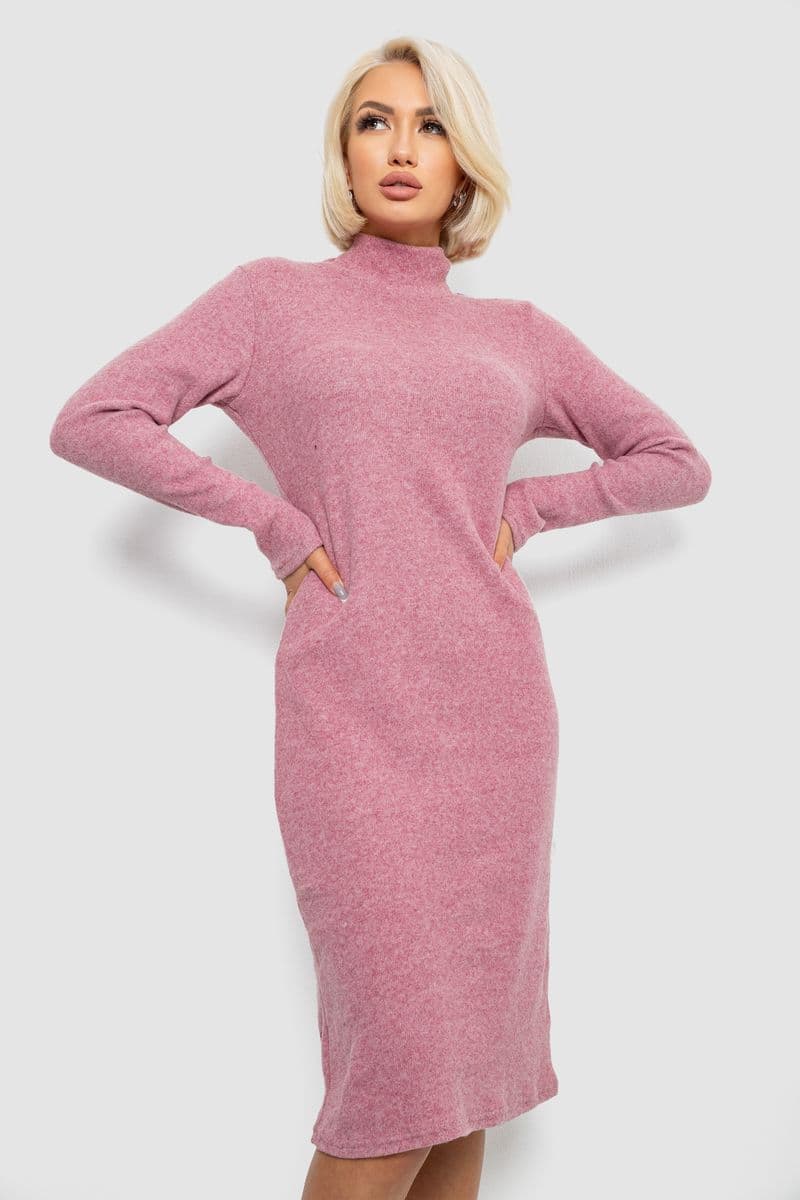 Сукня повсякденна утеплена, колір пудровий, 257R115 - зображення 1