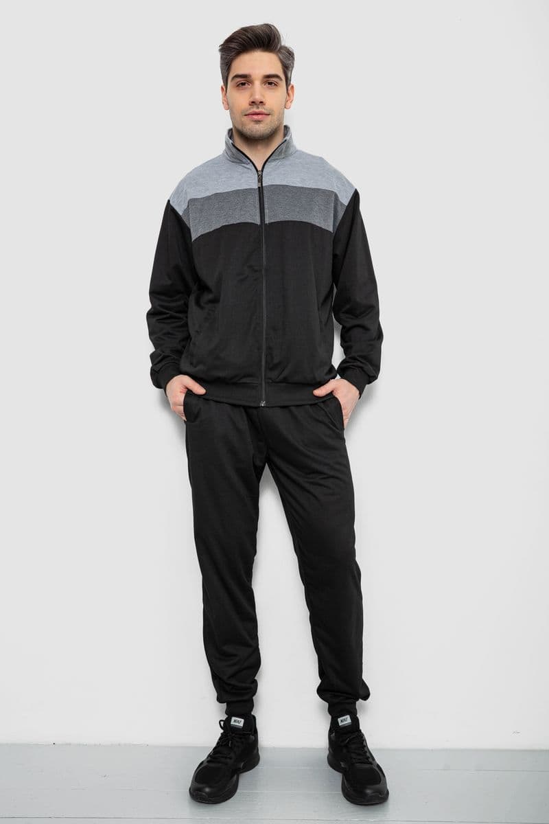 Спортивний костюм чоловічий, колір чорно-сірий, 244R9160 - зображення 1