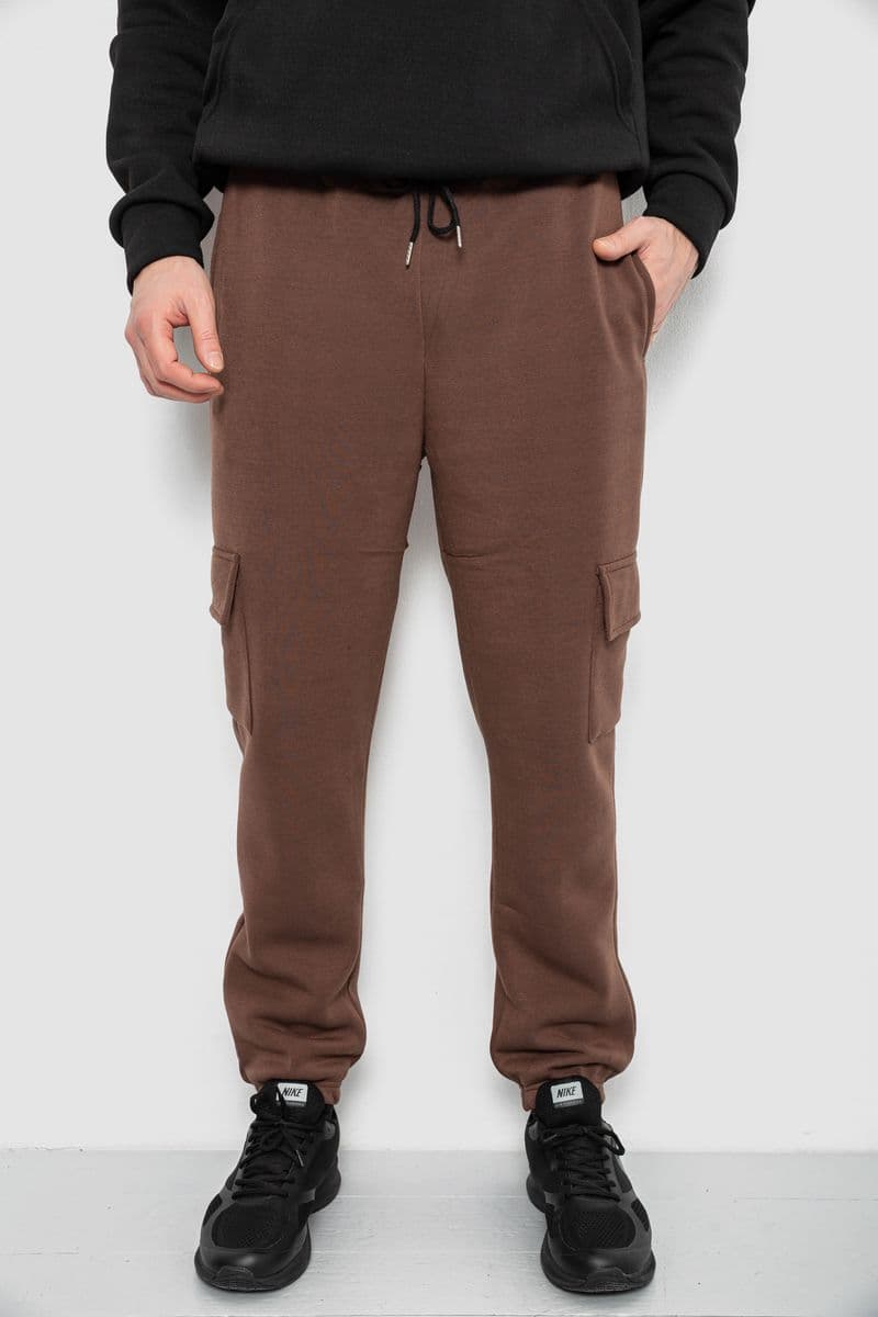 Спортивні штани чоловічі на флісі, колір коричневий, 129RA9997 - зображення 1
