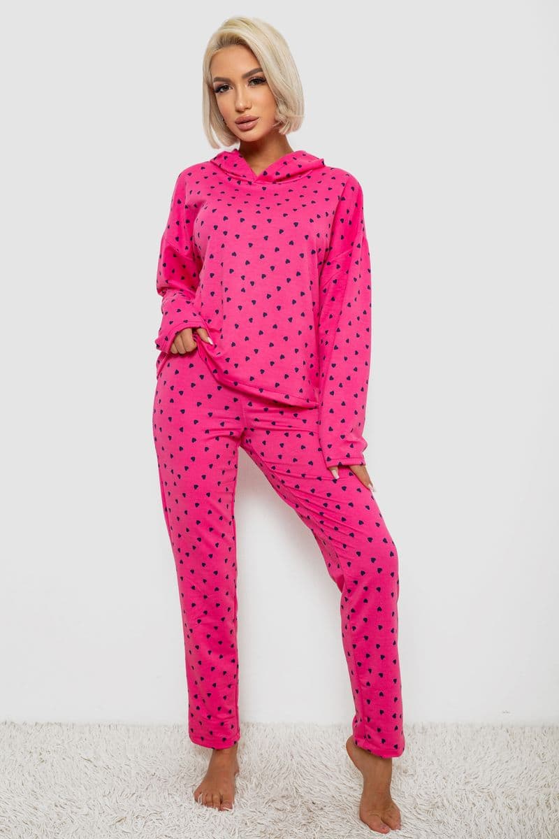 Костюм жіночий домашній з принтом, колір рожевий, 257R1115 - зображення 1