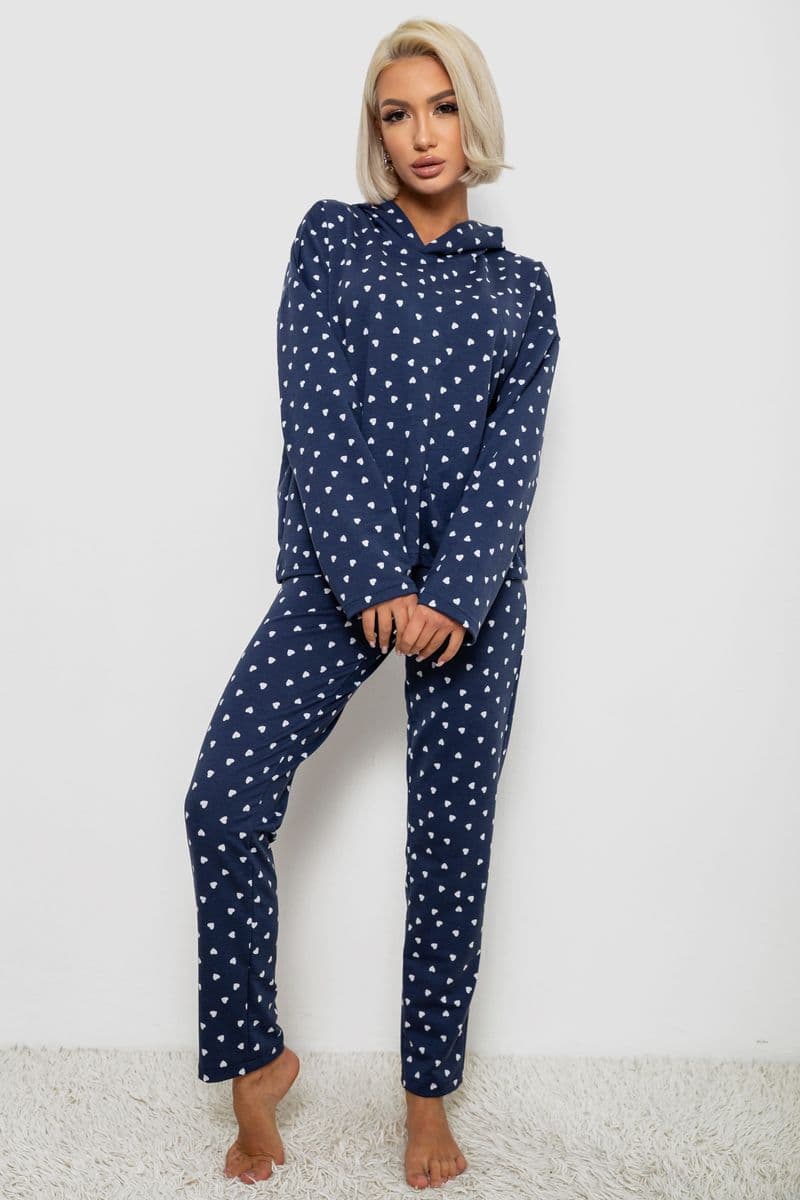 Костюм жіночий домашній з принтом, колір синьо-білий, 257R1115 - зображення 1