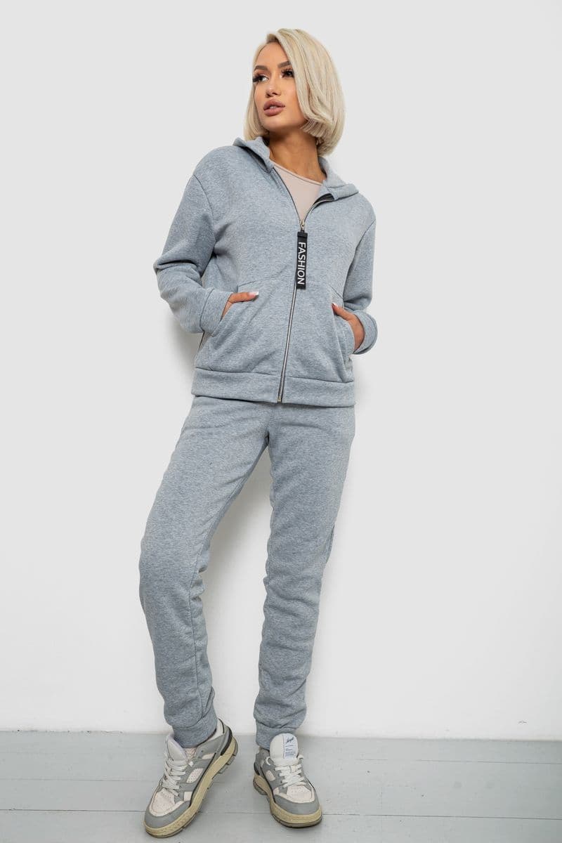 Спортивний костюм жіночий на флісі, колір світло-сірий, 257R86 - зображення 1