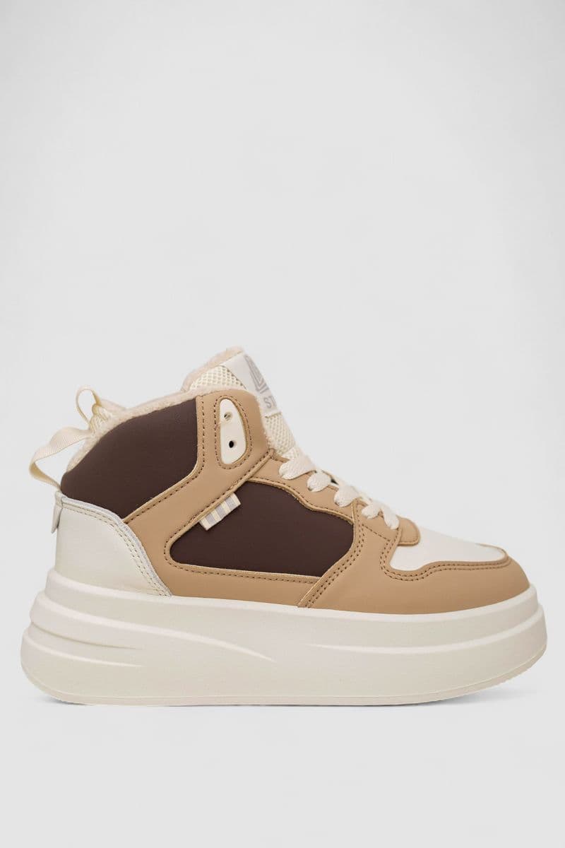 Кросівки жіночі зимові на хутрі, колір бежево-коричневий, 248RLM50 - зображення 1