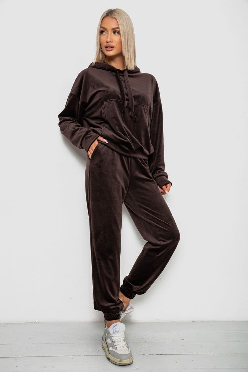 Спортивний костюм жіночий велюровий, колір шоколадний, 241R1530-5 - зображення 1