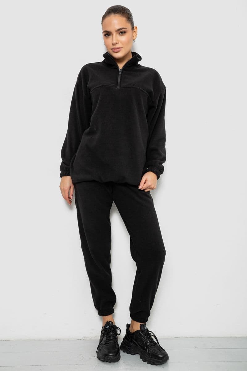 Спорт костюм жіночий на флісі, колір чорний, 241R2007 - зображення 1