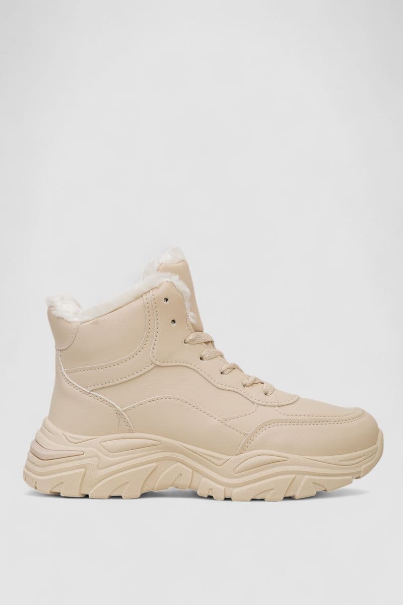 Кросівки жіночі зимові на хутрі, колір бежевий, 248RDM08 - зображення 1