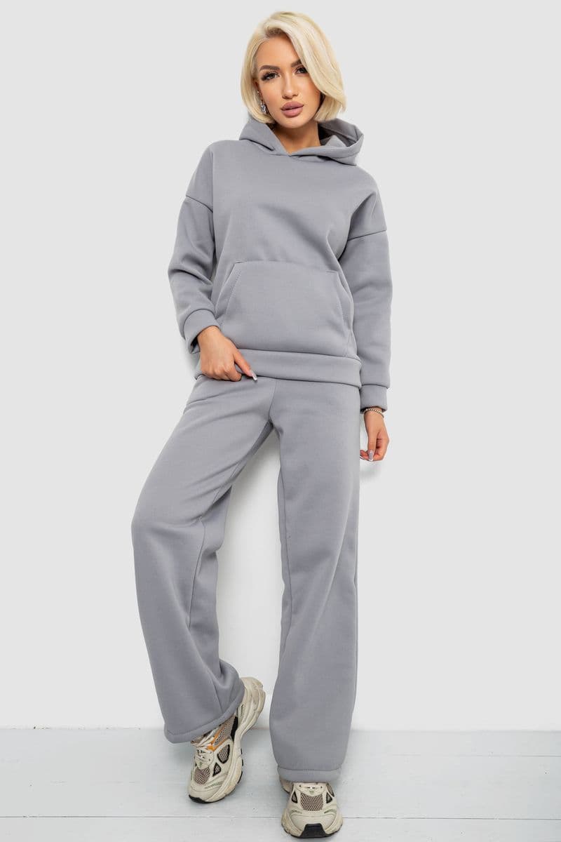 Спортивний костюм жіночий на флісі, колір сірий, 257R87 - зображення 1