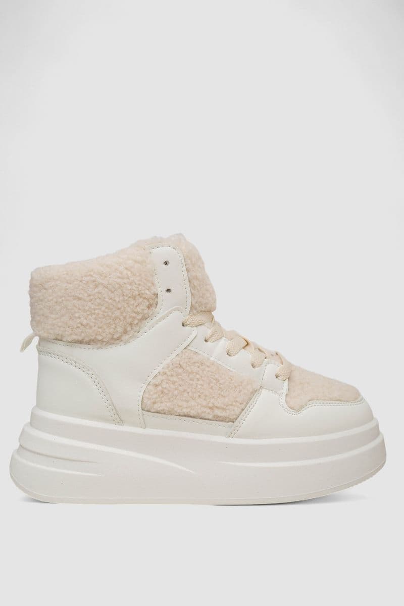 Кросівки жіночі зимові на хутрі хайтопи, колір білий, 248RLM30 - зображення 1