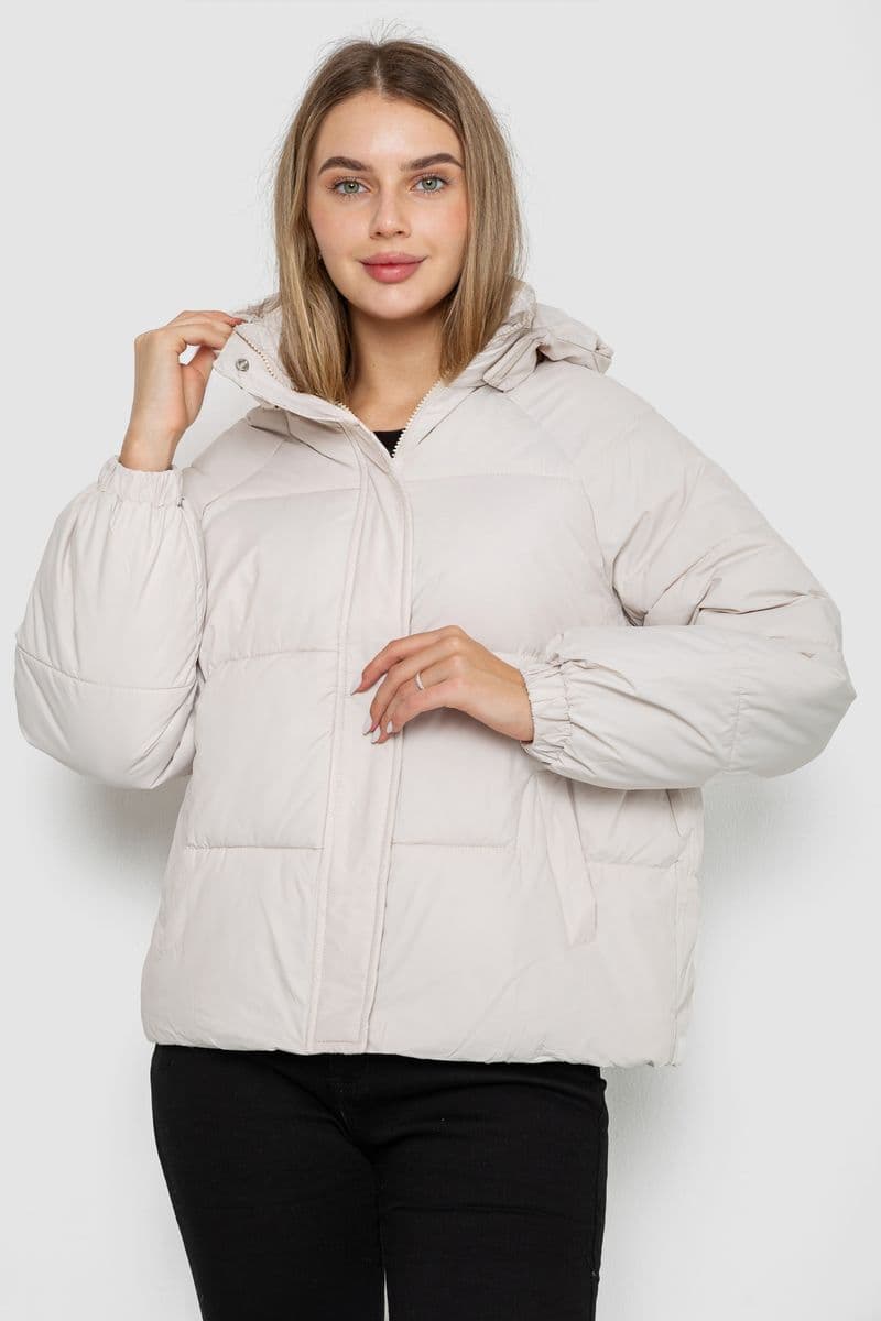 Куртка жіноча демісезонна, колір світло-бежевий, 244R2025-5 - зображення 1